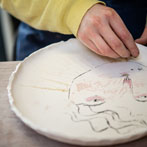 Rebecca Brown working in her studio 2019